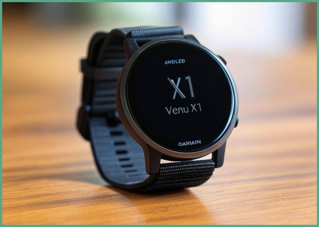 웨어러블4U 가민 Venu X1 얇고 가벼운 GPS 스마트워치 AMOLED 디스플레이 블랙 색상 슬레이트 티타늄 편안한 착용감 나일론 밴드 파워뱅크 번들